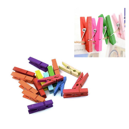 120 Pc Mini Craft Clothespins Wood 1" Small Arts Multi Color Clothes Pins Crafts