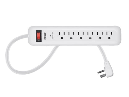 8 Ft. L 6 Outlets Surge Protector White 1000 J