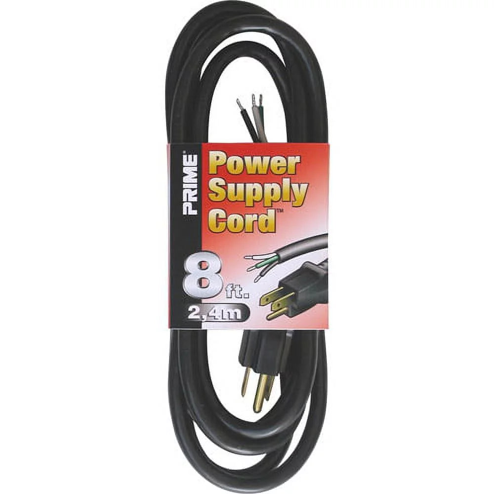 8-Feet 16/3 SJTW Replacement Power Supply Cord, Black